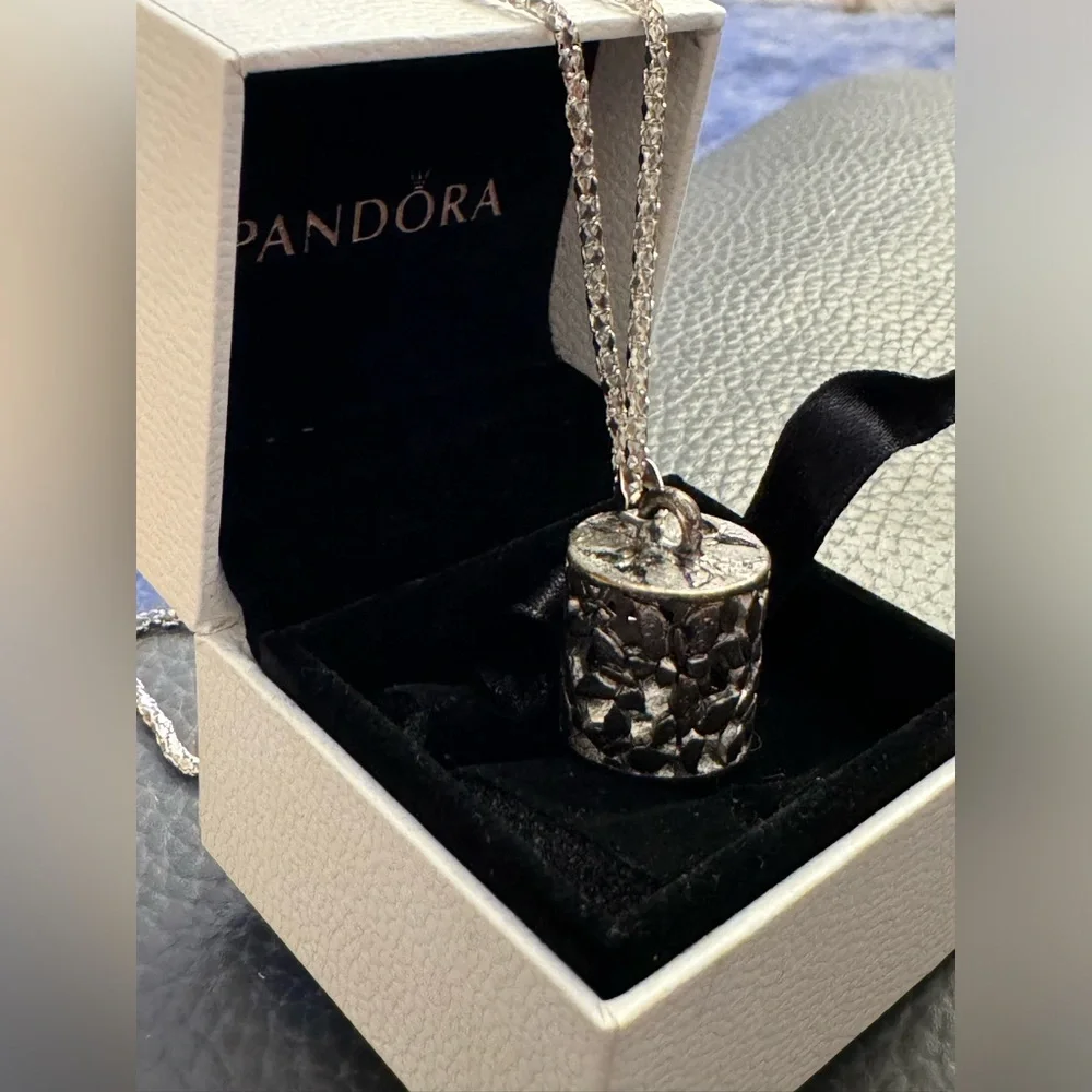 Silver Necklace with Cylinder Butterfly Pendant - 20”chain, like new conditions